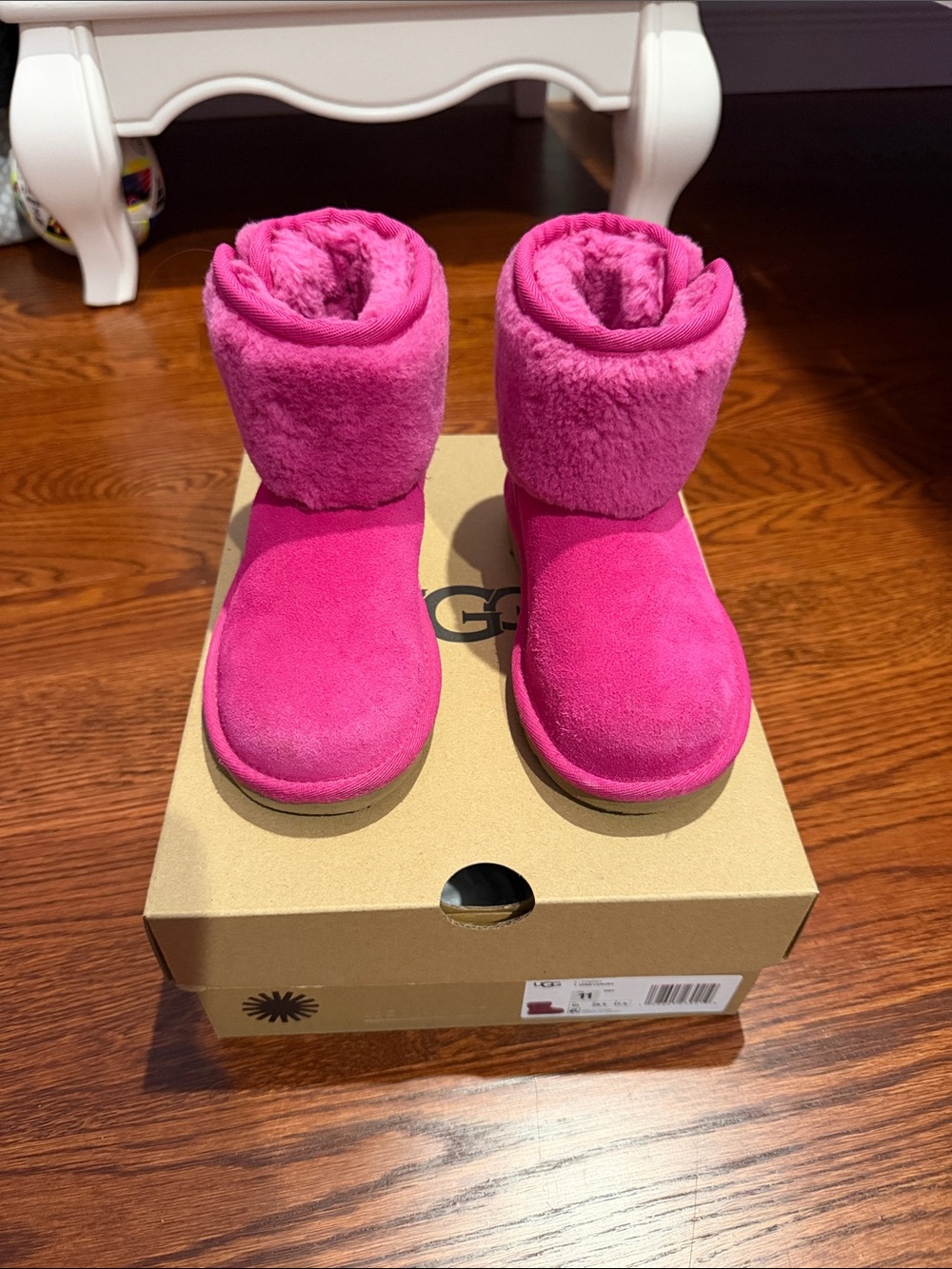 Girl UGG Bright Pink Suede Shearling Boots